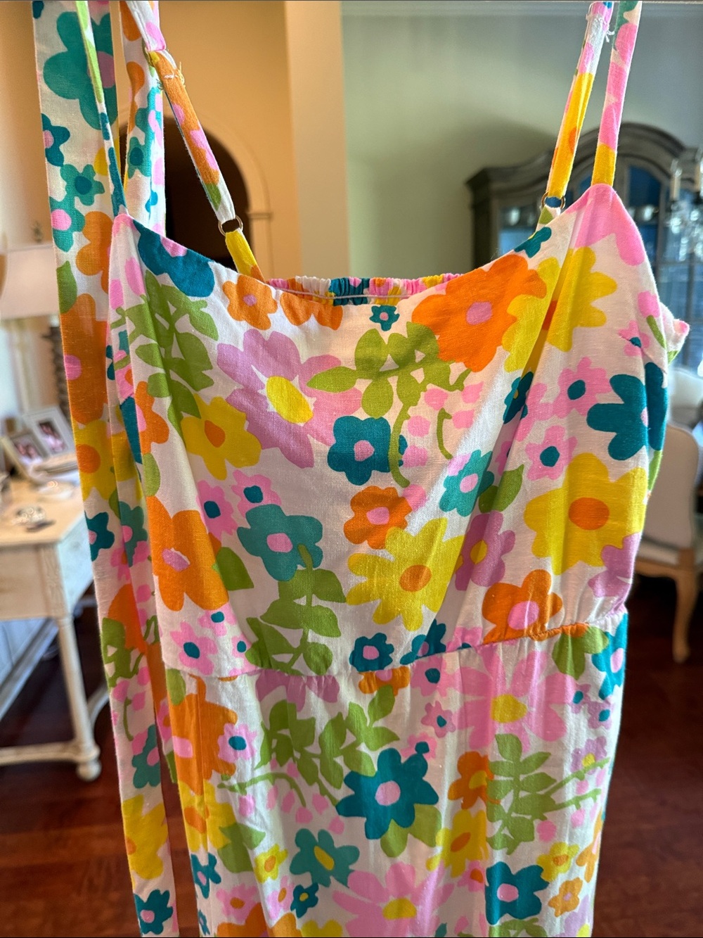 Show Me Your MuMu Floral Midi Dress in White, Yellow, Pink, Blue, Green - Picture 3 of 5